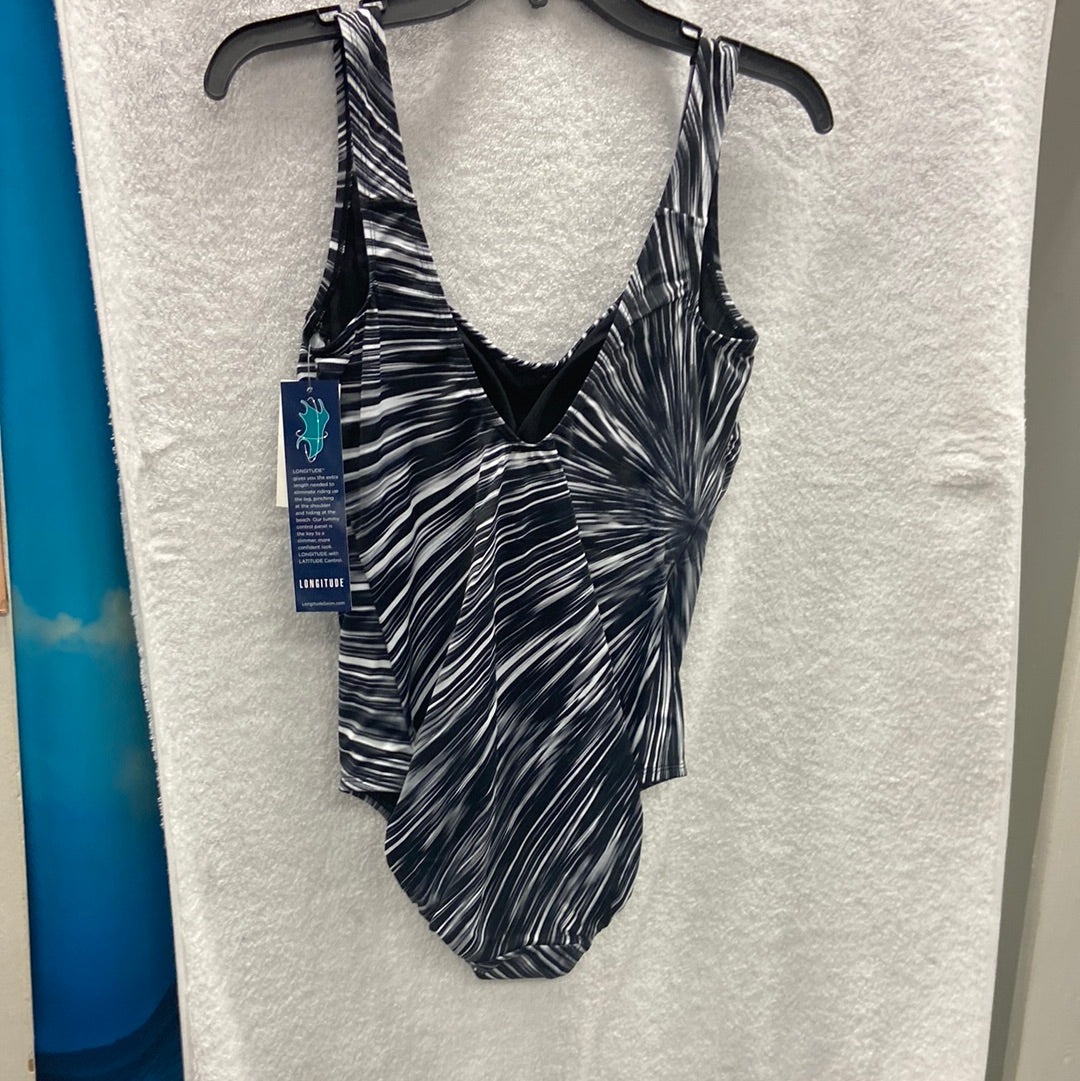 Longitude Night Point Panel Scoop Neck Tank Black/White Size 12