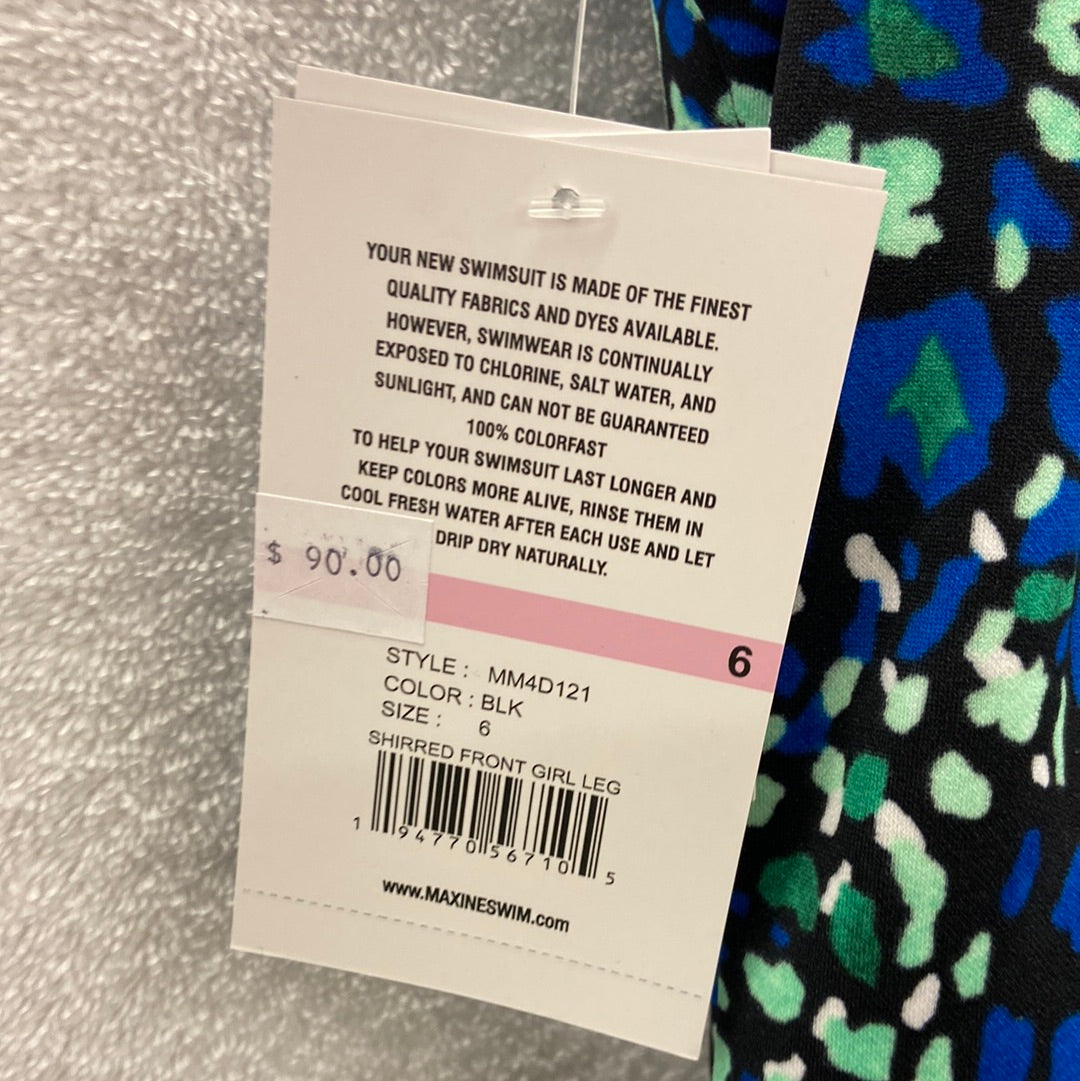 Maxine Printed Spa- Electric Safari Black Shirred Girl Leg Size 16