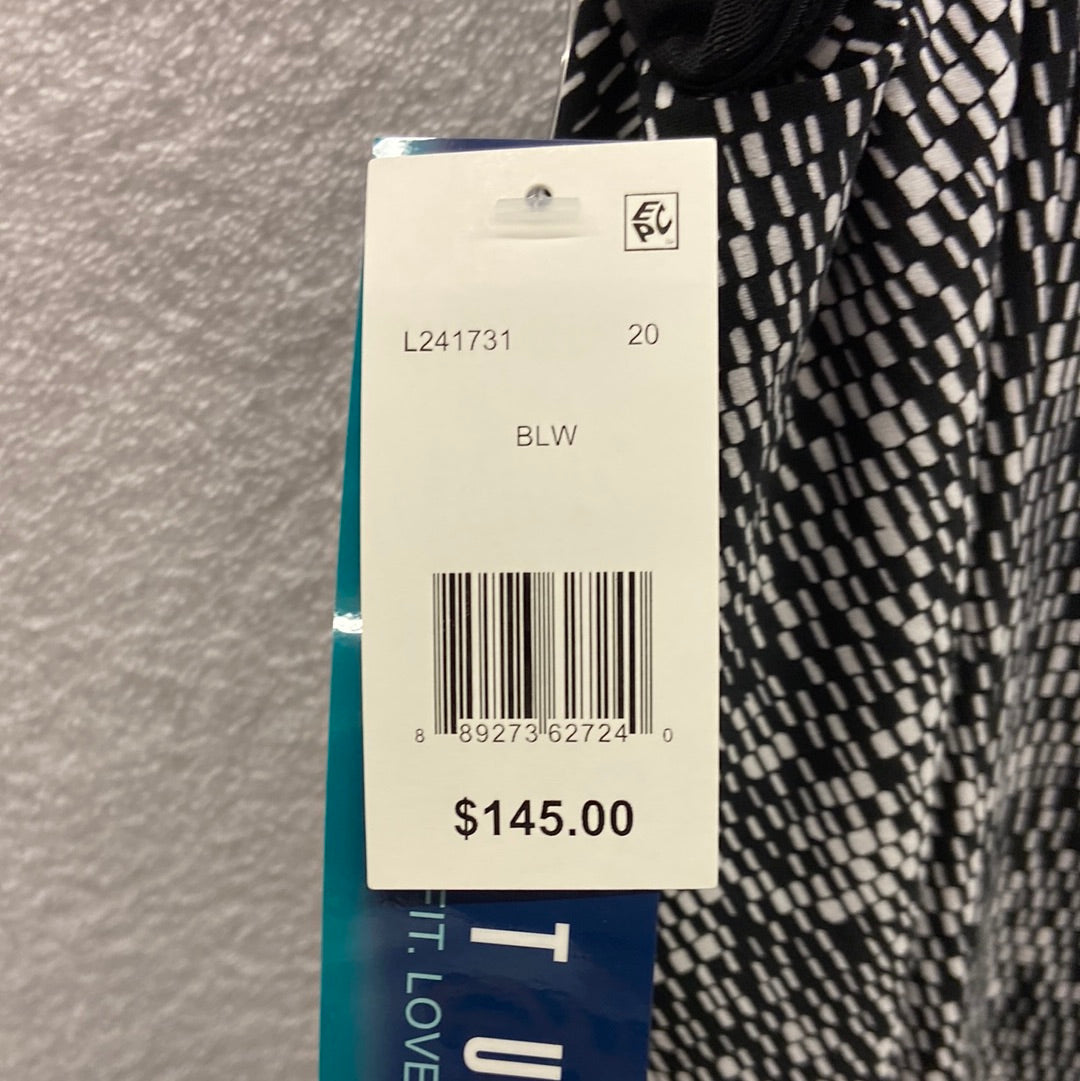 Longitude Madison Square Black/White Double Ruffle Faux Skirtini W/ Pockets Size 16