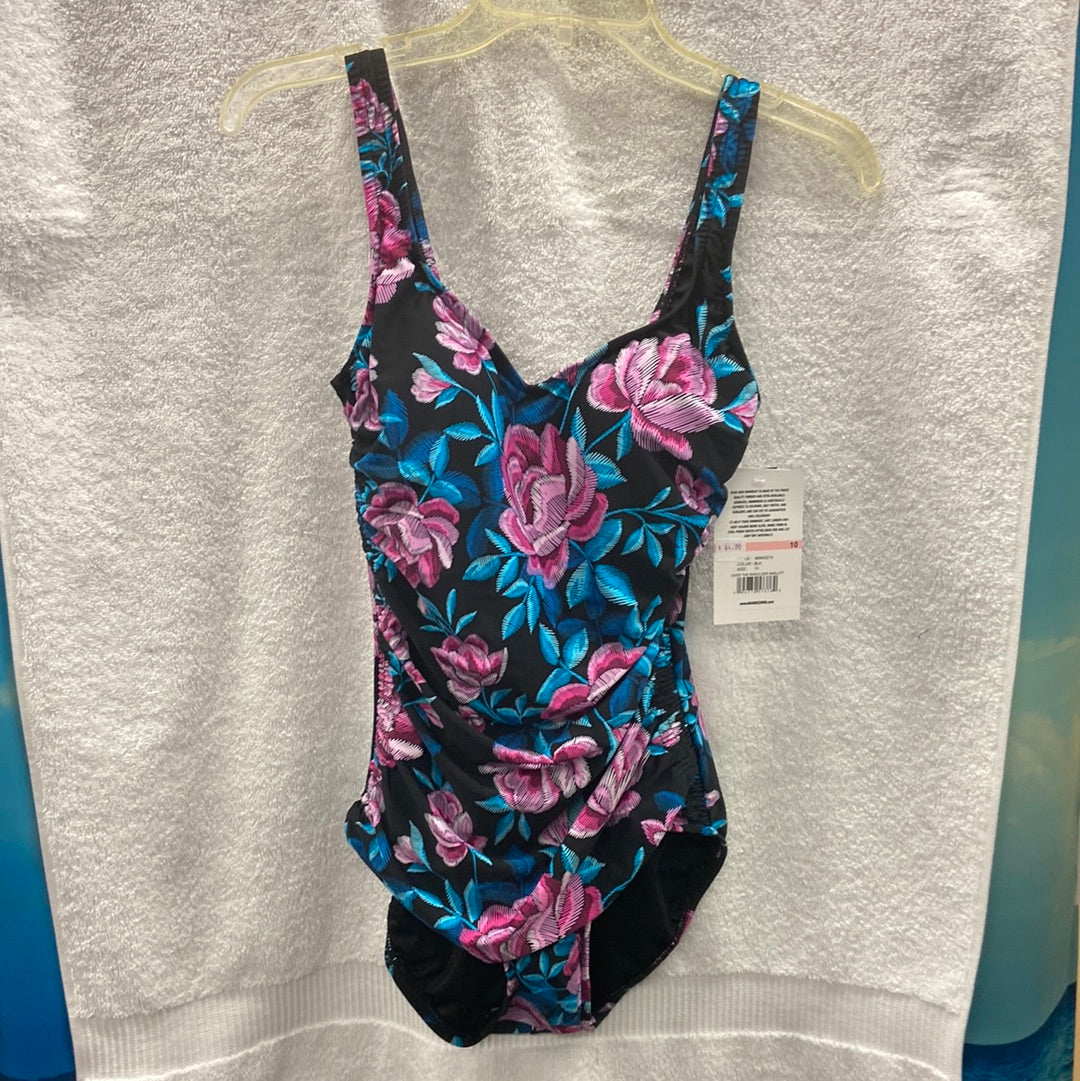 Maxine Midnight Orchid Over the Shoulder Mailott Black Onepiece Size 14