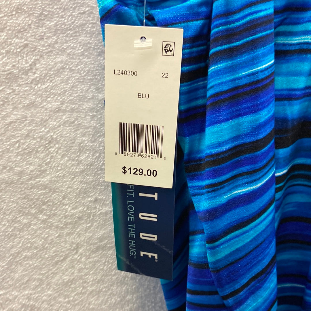 Longitude Sparks Fly Black/Blue Panel Scoopneck Tank Size 18