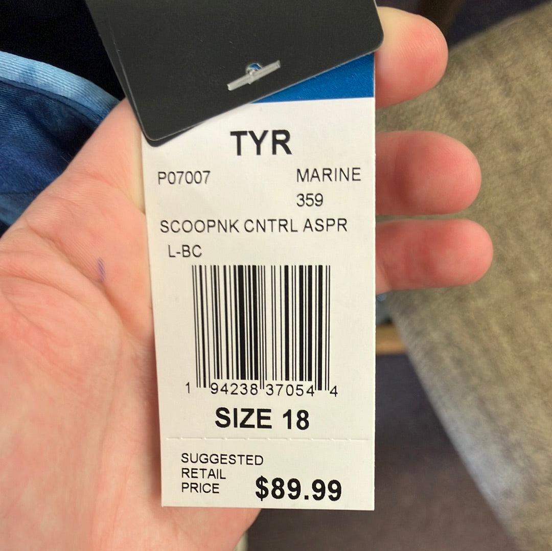 TYR Scoop Neck Control Marine One Piece Women’s Suit Size 18