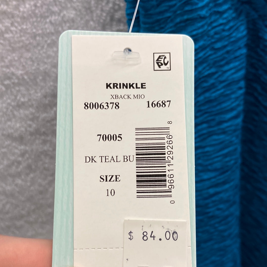 Penbrooke Dark Teal Blue Krinkle One Piece X Back Suit Size 14
