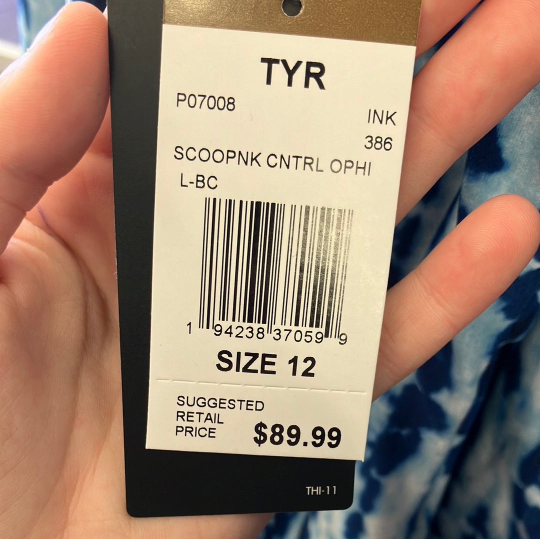 TYR Scoop Neck Control Ink One Piece Women’s Suit Size 12