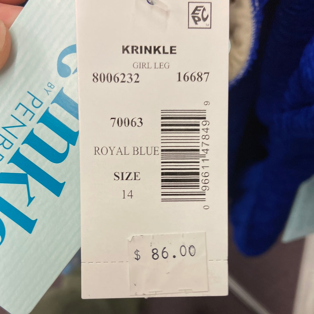 Penbrooke Krinkle Royal Blue One Piece Suit Size 14