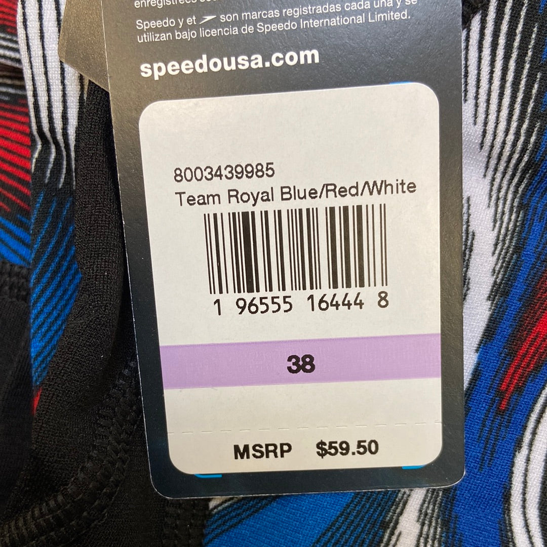 Speedo Endurance+ Team Royal Blue/Red/White Jammer Size 38
