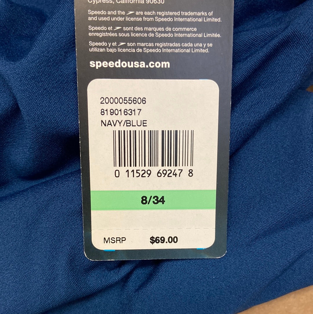 Speedo Endurance+ Navy/Blue Fly-Back Training Suit Size 8/34