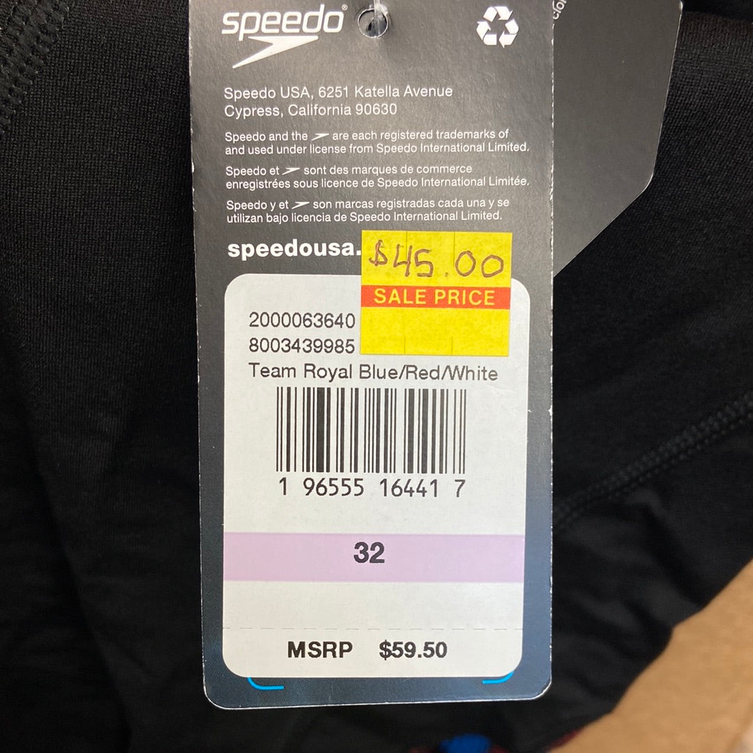 Speedo Endurance+ Team Royal Blue/Red/White Jammer Size 32