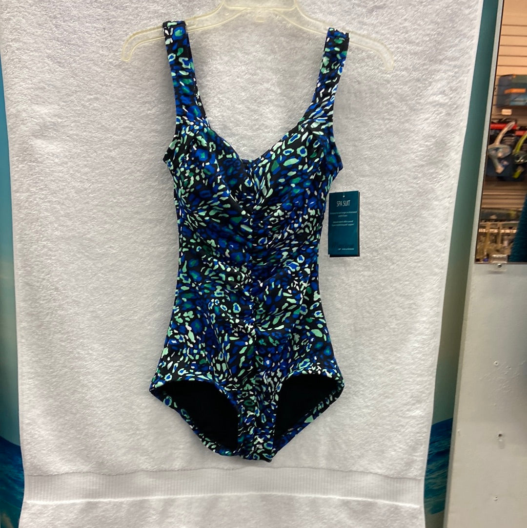 Maxine Printed Spa- Electric Safari Black Shirred Girl Leg Size 16