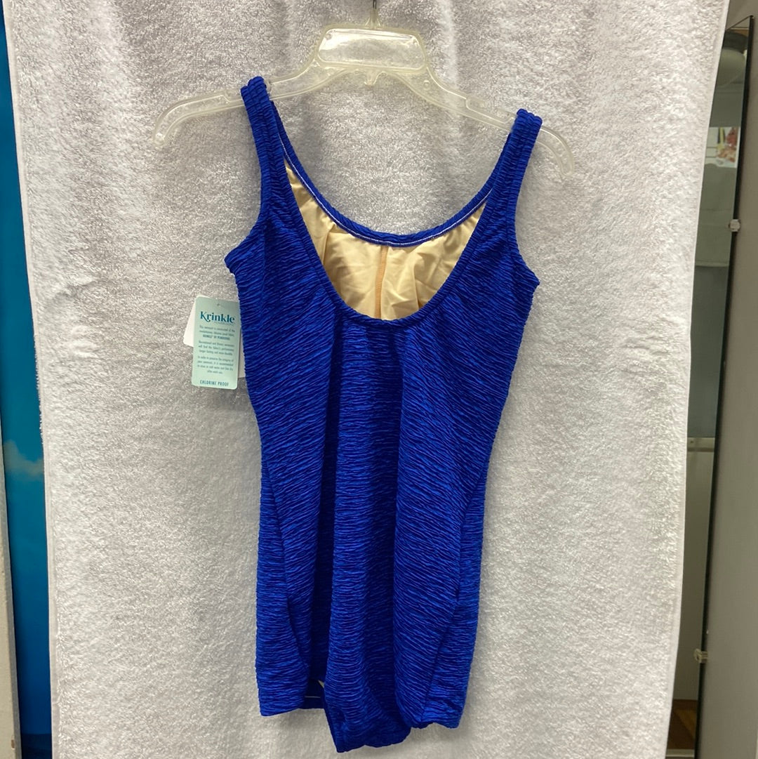 Penbrooke Front Attached Royal Blue Skirt Mastectomy One Piece Size 16