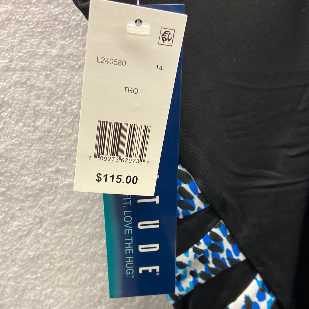 Longitude Spotty Skin Royal Blue/Turquoise Fan Tank Onepiece Size 14