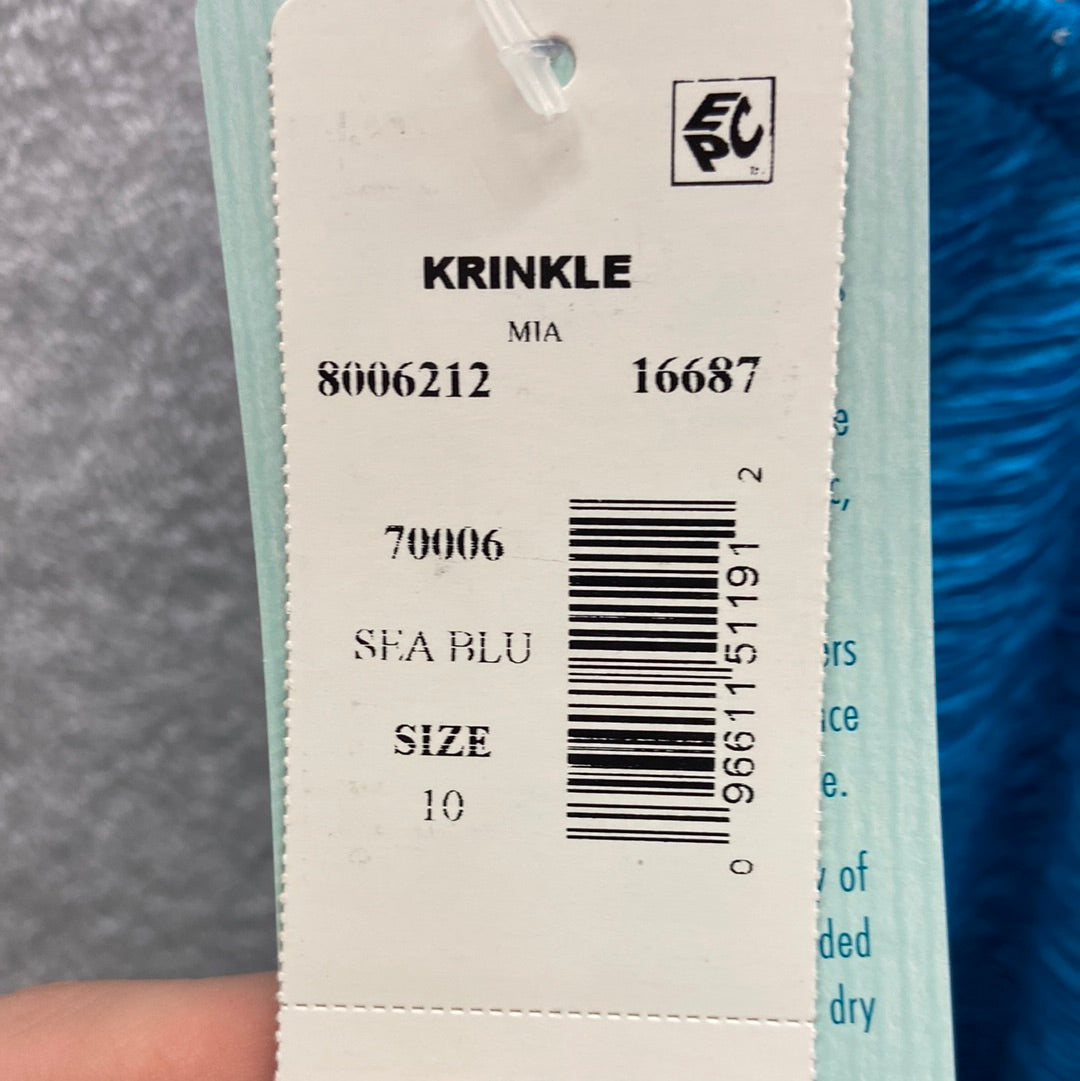 Penbrooke Sea Blue Krinkle One Piece H Back Size 10