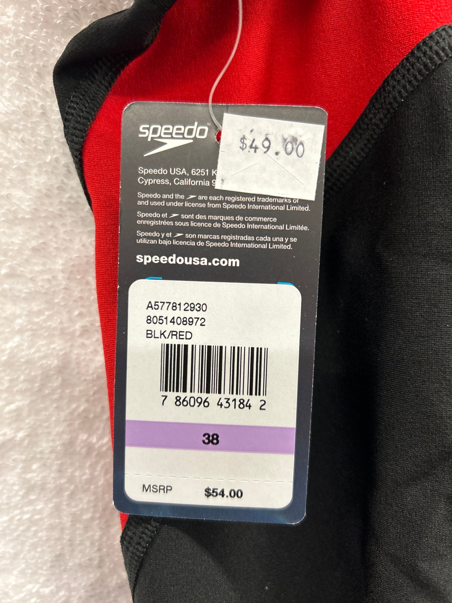 Speedo Jammer Black/Red Size 38