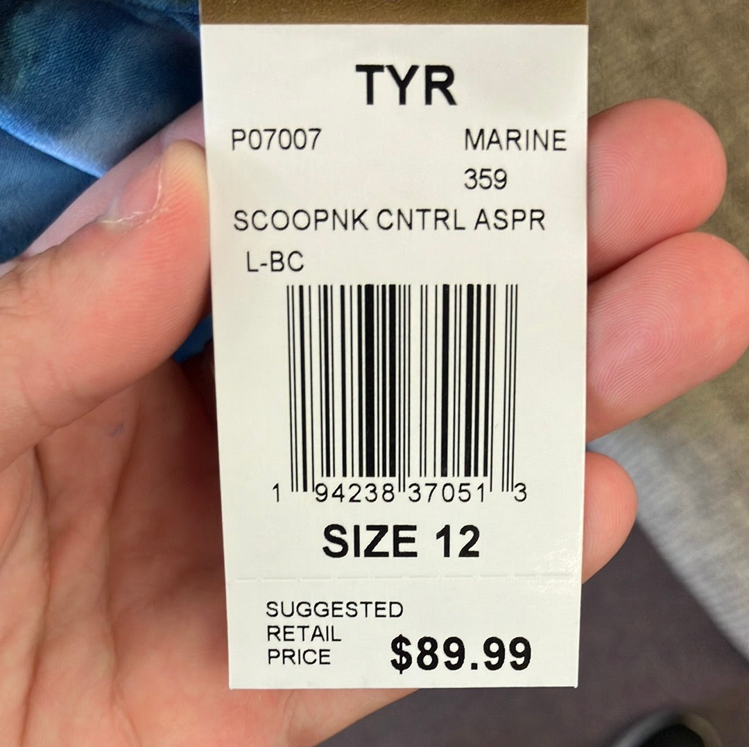 TYR Scoop Neck Control Marine One Piece Women’s Suit Size 12