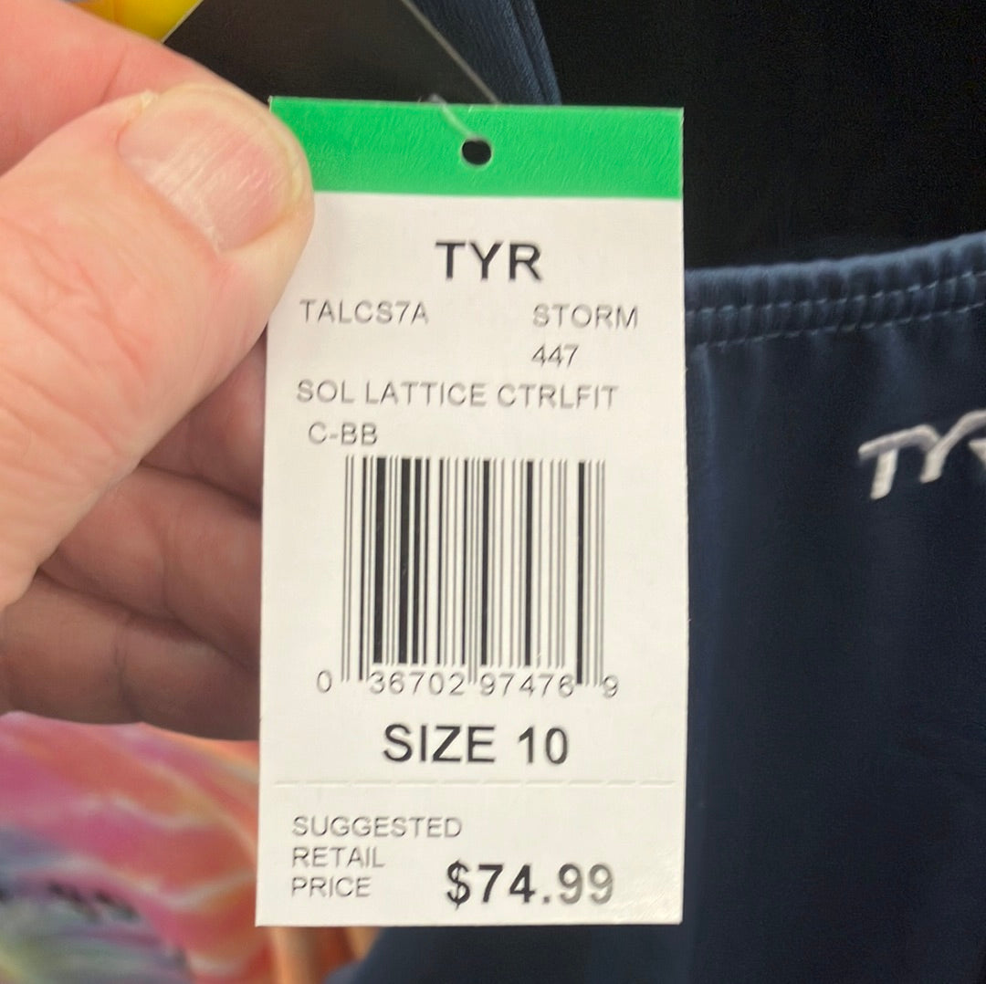 TYR 8 sol lattice control fit storm ladies swim suit