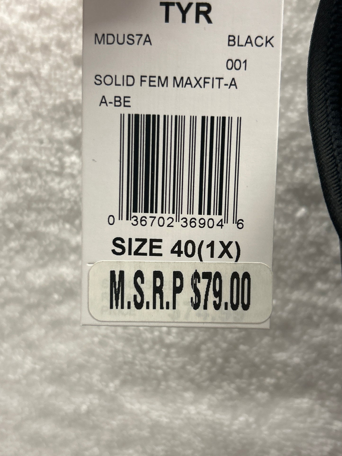 TYR Black Solid Fem Maxfit Size 40