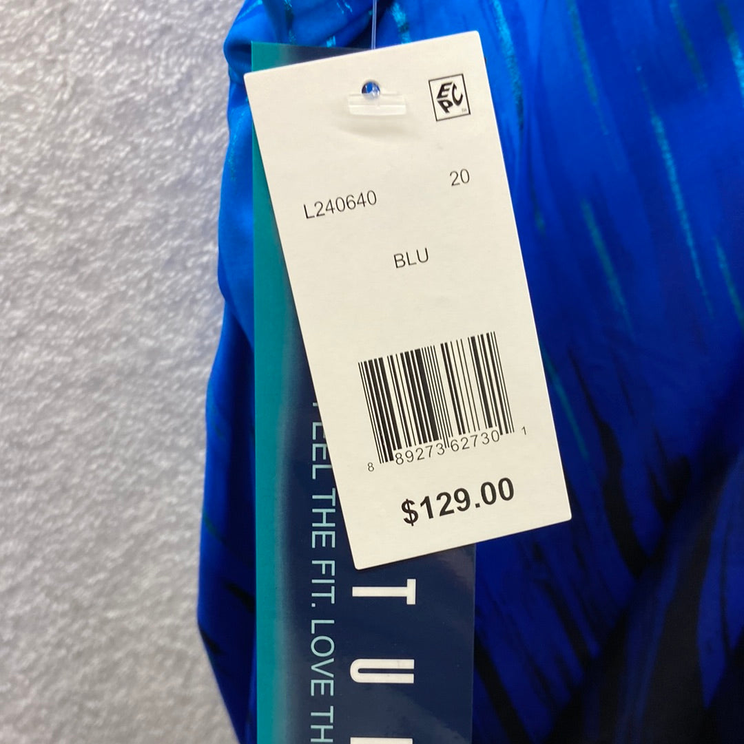 Longitude High Energy Black/Blue Aqua Foil Onepiece Scoopback Highneck Size 20