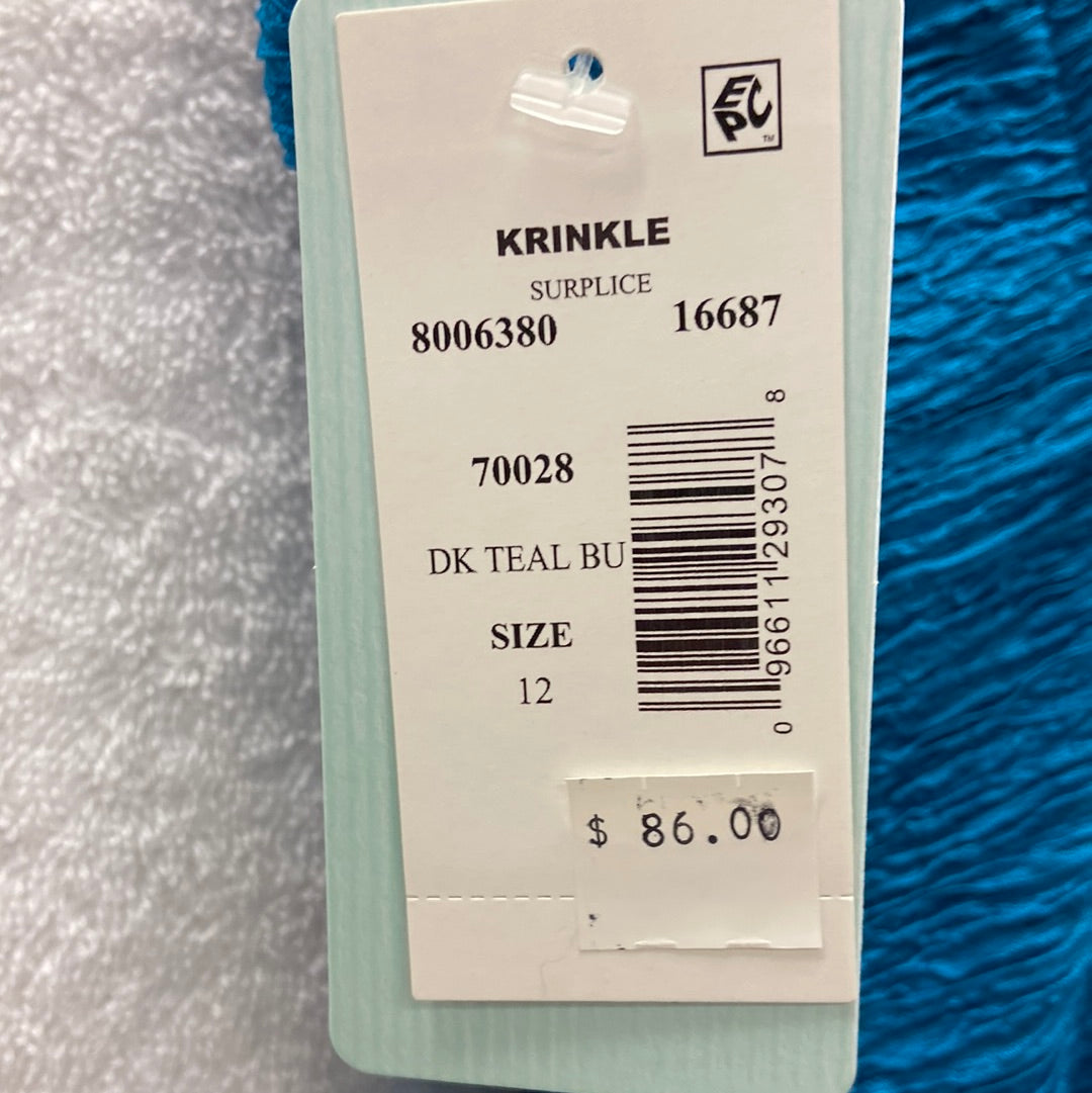 Penbrooke Dark Teal Blue One Piece Krinkle Suit Size 16