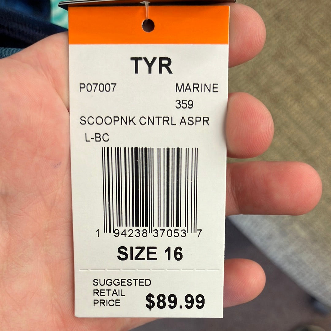 TYR Scoop Neck Control Marine One Piece Women’s Suit Size 16