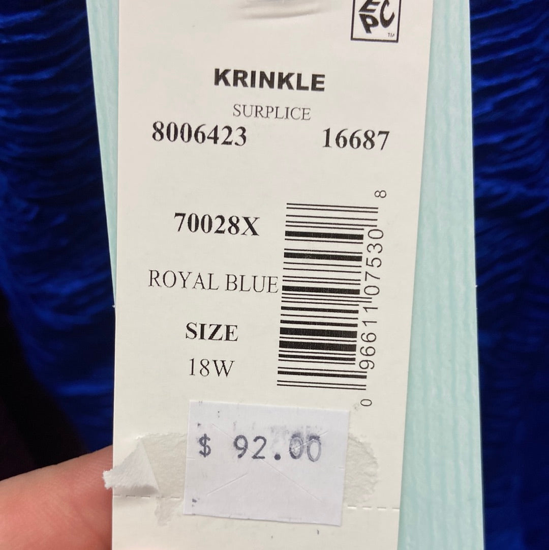 Penbrooke Royal Blue Surplice Suit V Neck Scoop Back Size 18W