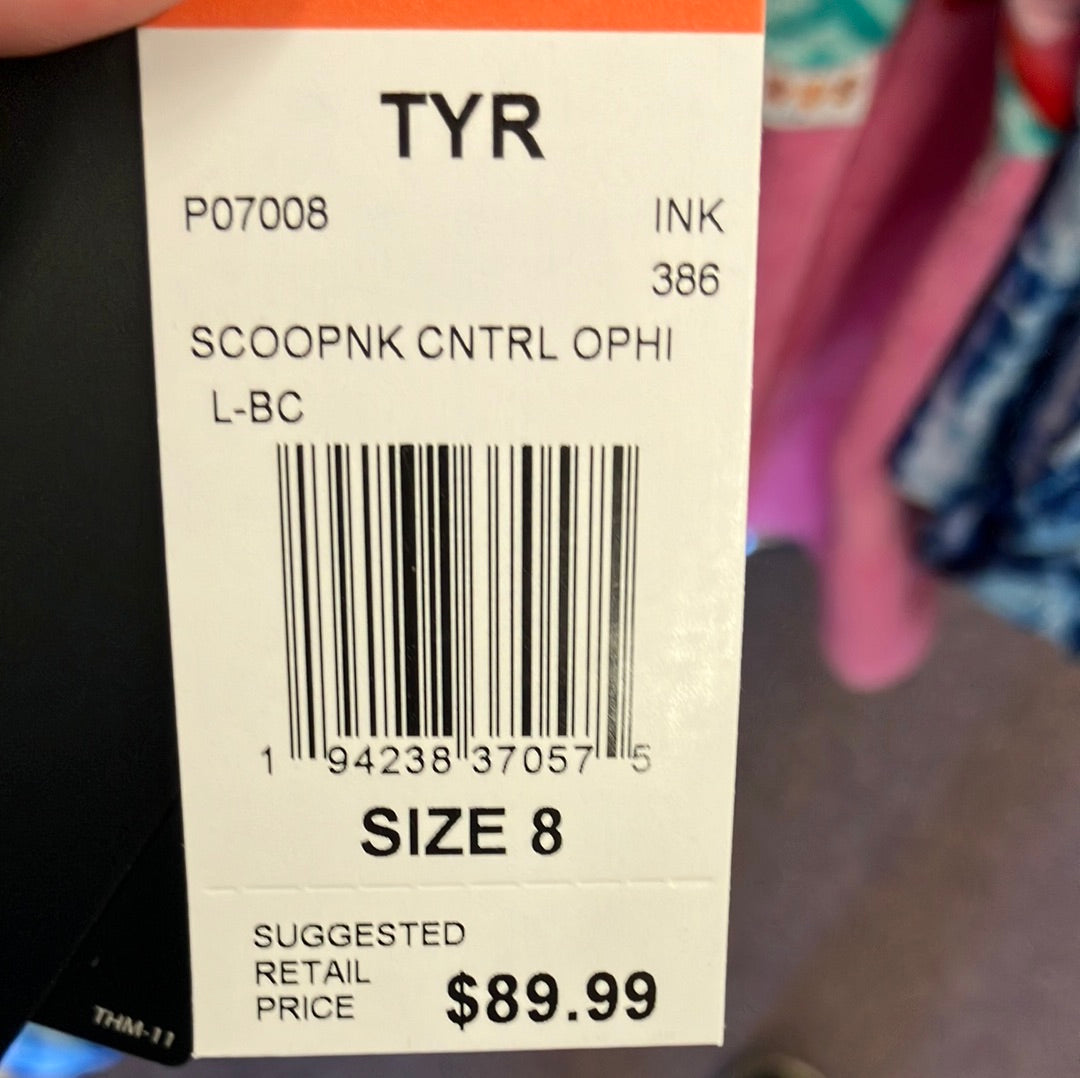 TYR Scoop Neck Control Ink One Piece Women’s Suit Size 8