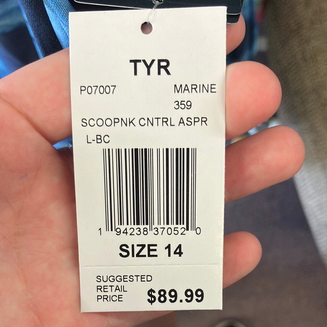 TYR Scoop Neck Control Marine One Piece Women’s Suit Size 14