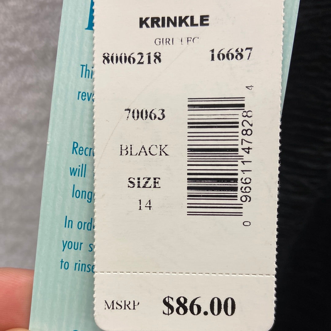 Penbrooke Krinkle Black One Piece Suit Size 14