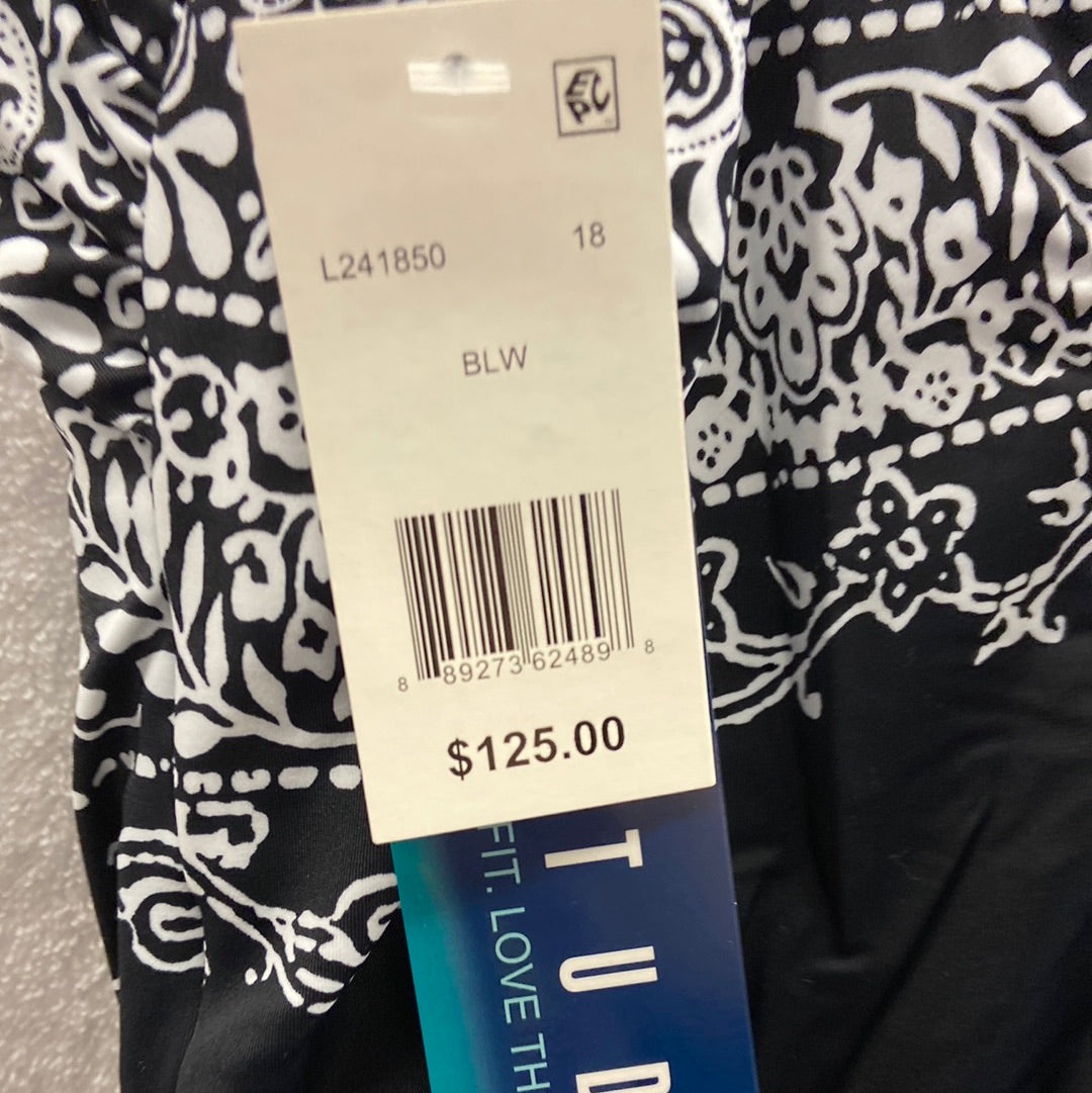 Longitude Night Black/White Seas X Back Tank One Piece Size 12
