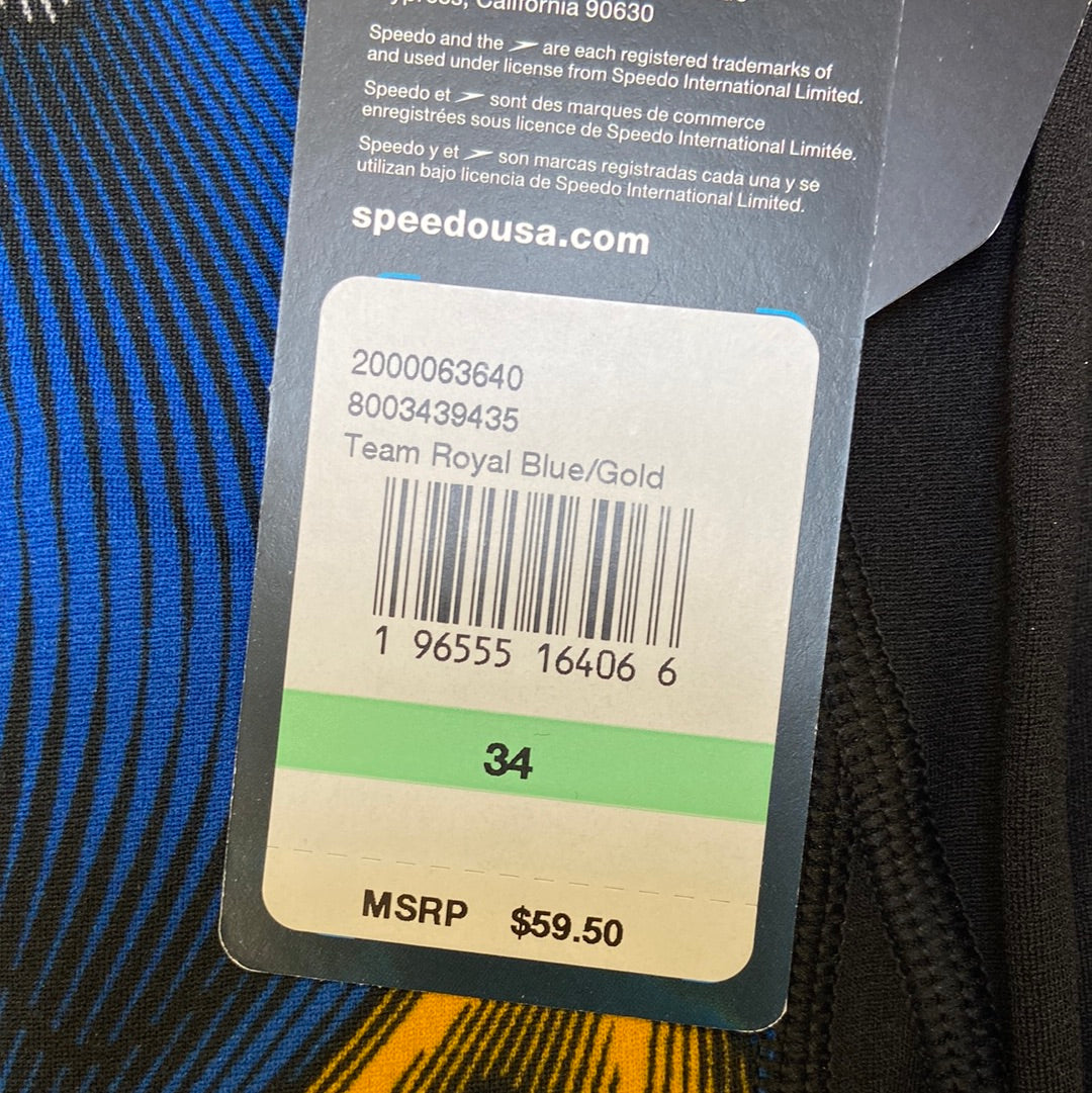 Speedo Endurance+ Team Royal Blue/Gold Jammer Size 34