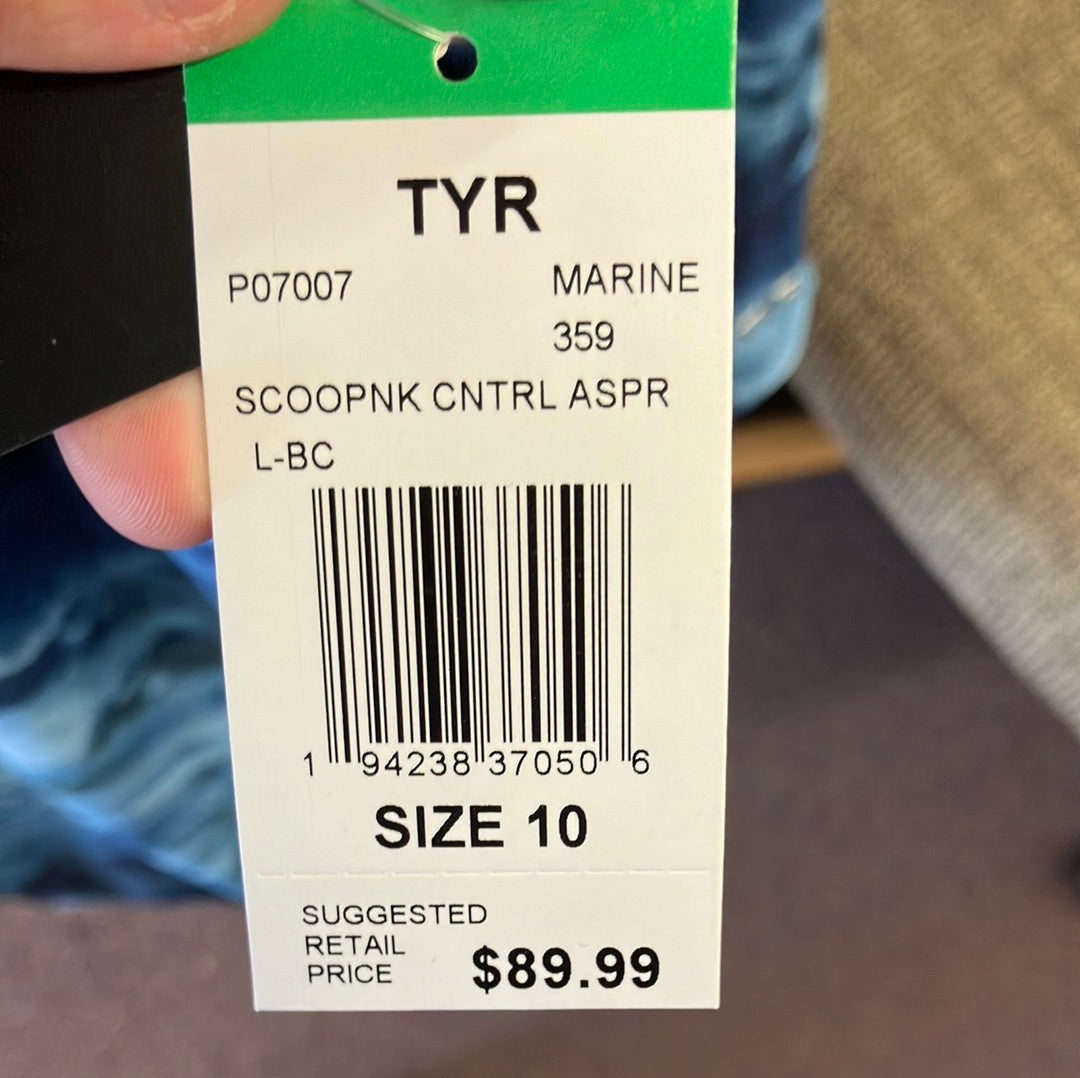 TYR Scoop Neck Control Marine One Piece Women’s Suit Size 10