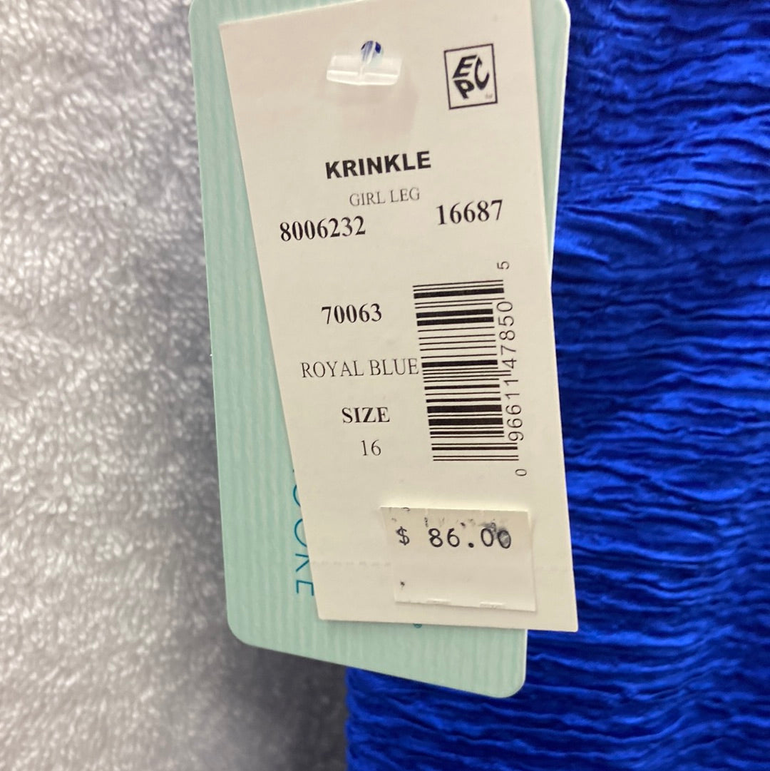 Penbrooke Krinkle Royal Blue One Piece Suit Size 16