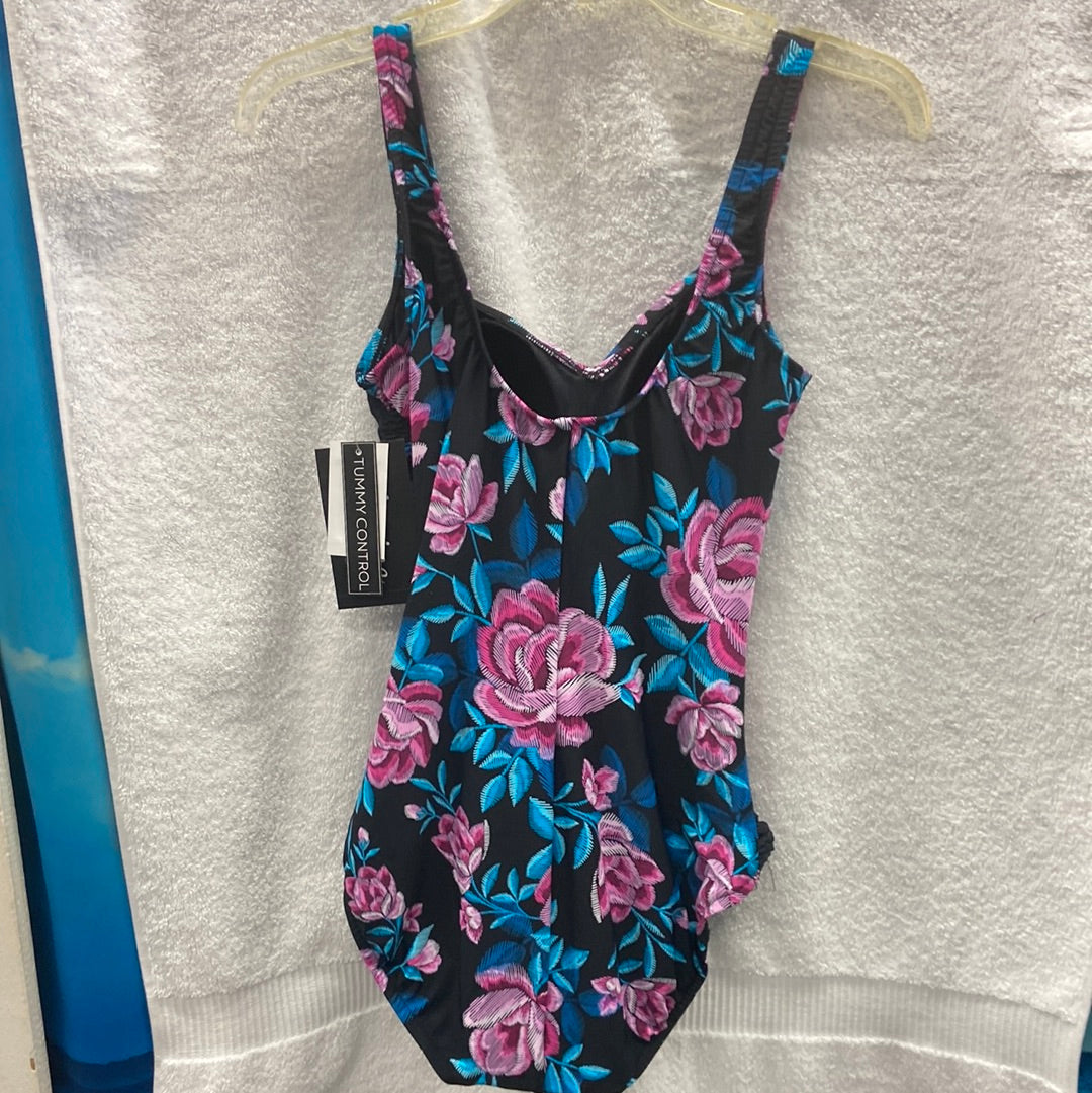 Maxine Midnight Orchid Over the Shoulder Mailott Black Onepiece Size 14