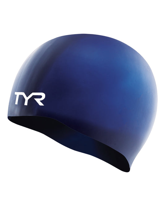 TYR Navy/White Wrinkle-Free Silicone Swim Cap
