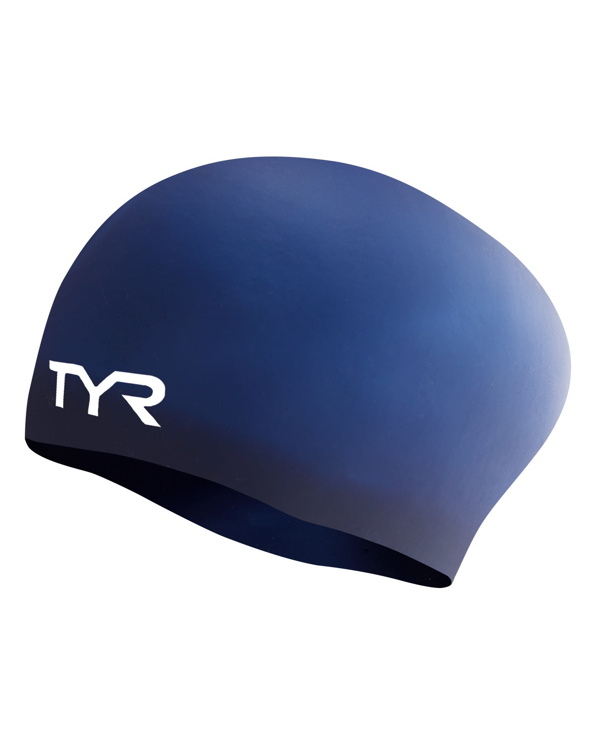 TYR Navy/White Long Hair Wrinkle Free Silicone Swim Cap