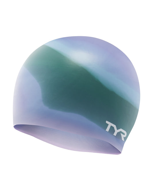 TYR Purple/Green Multi Color Silicone Swim Cap