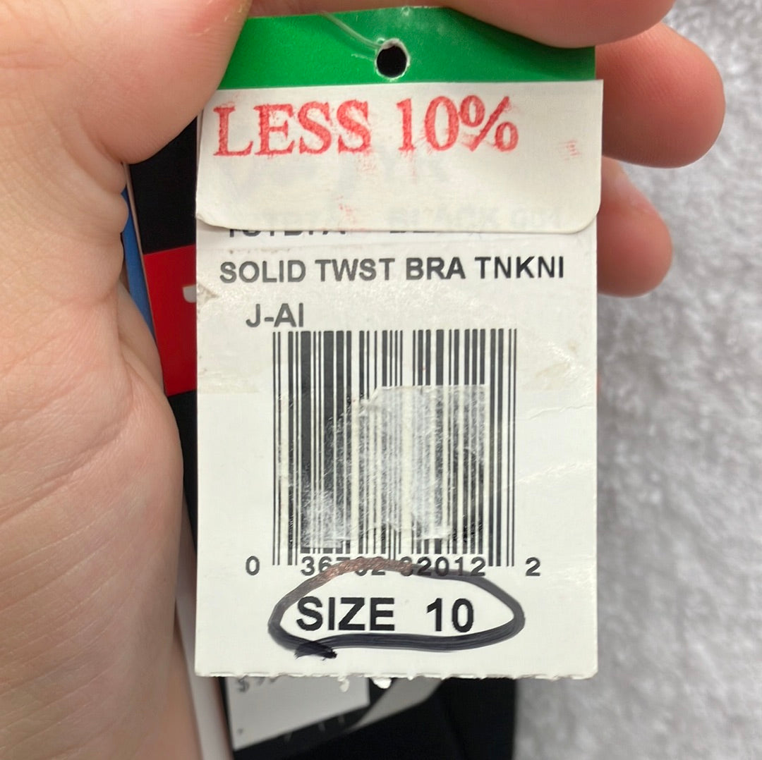 TYR Black Solid Twist Bra Tankini Size 10
