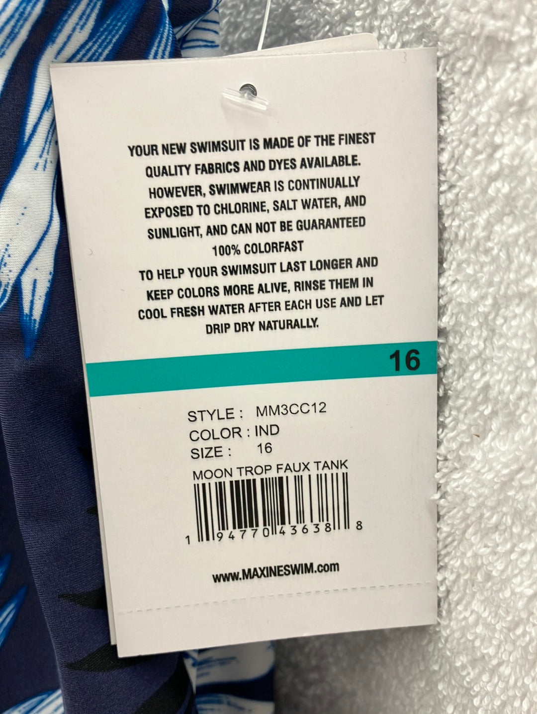 Maxine Indigo Moon Trop Faux Tank Swimsuit Size 16