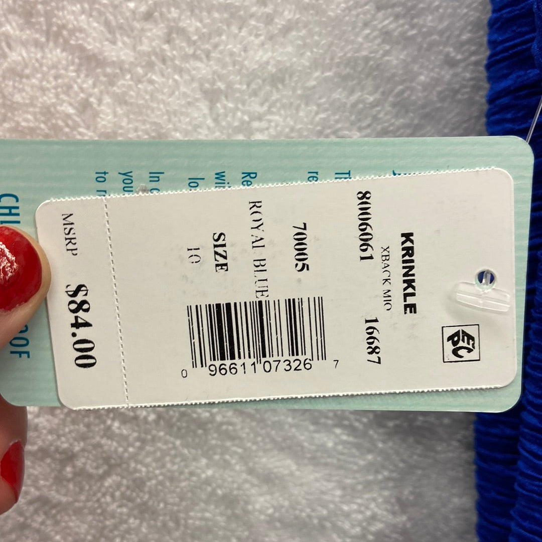 Penbrooke Royal Blue Krinkle One Piece X Back Suit Size 8