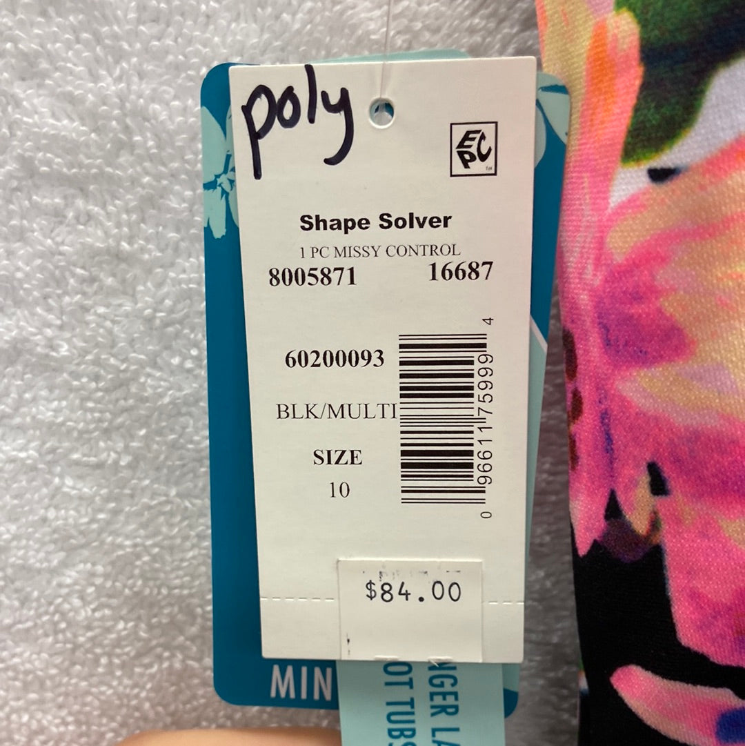 Penbrooke Black/Multicolor Shape Solver One Piece Missy Control Size 10