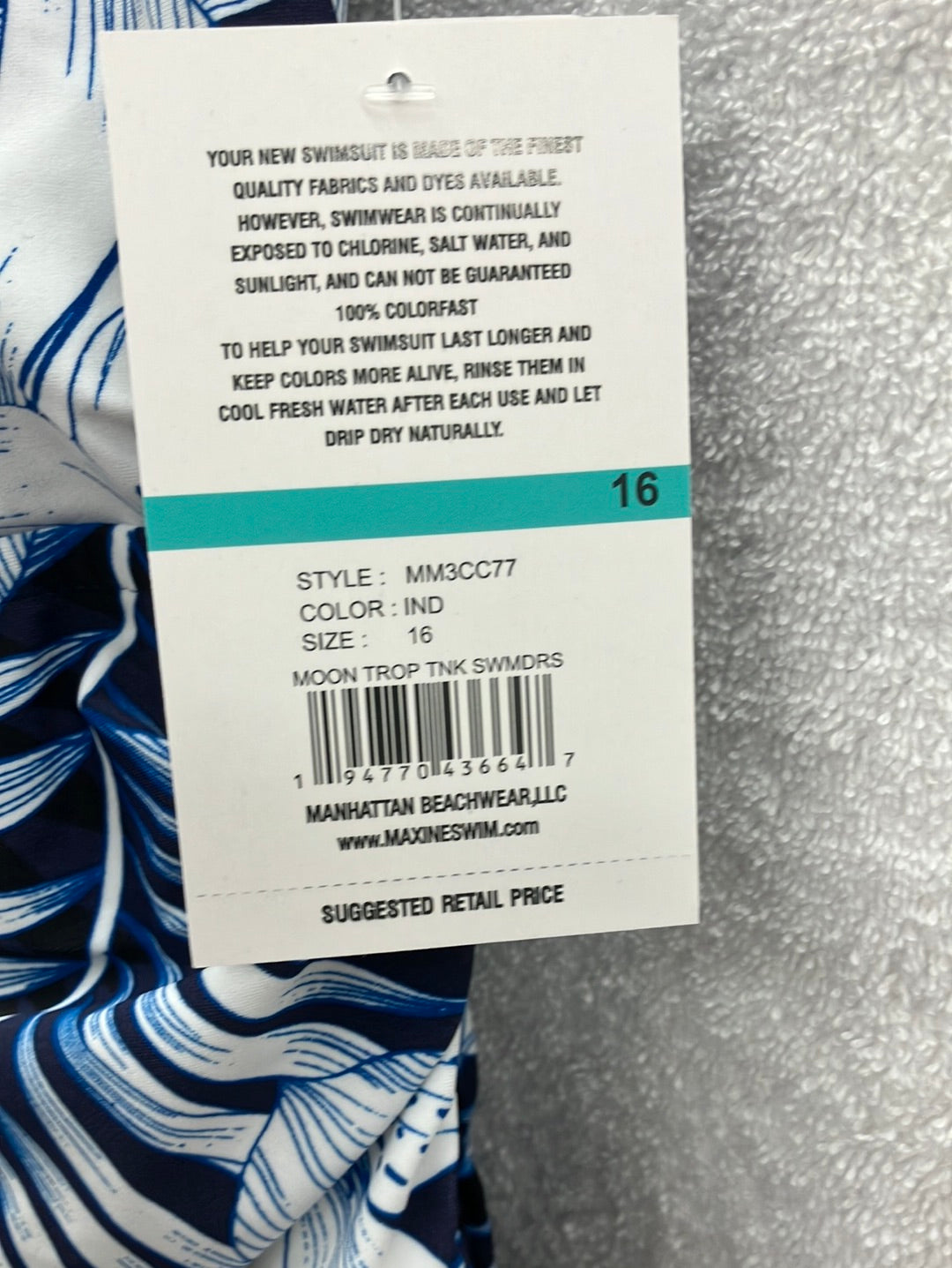 Maxine Indigo Moon Trop Tank Swimdress Size 16