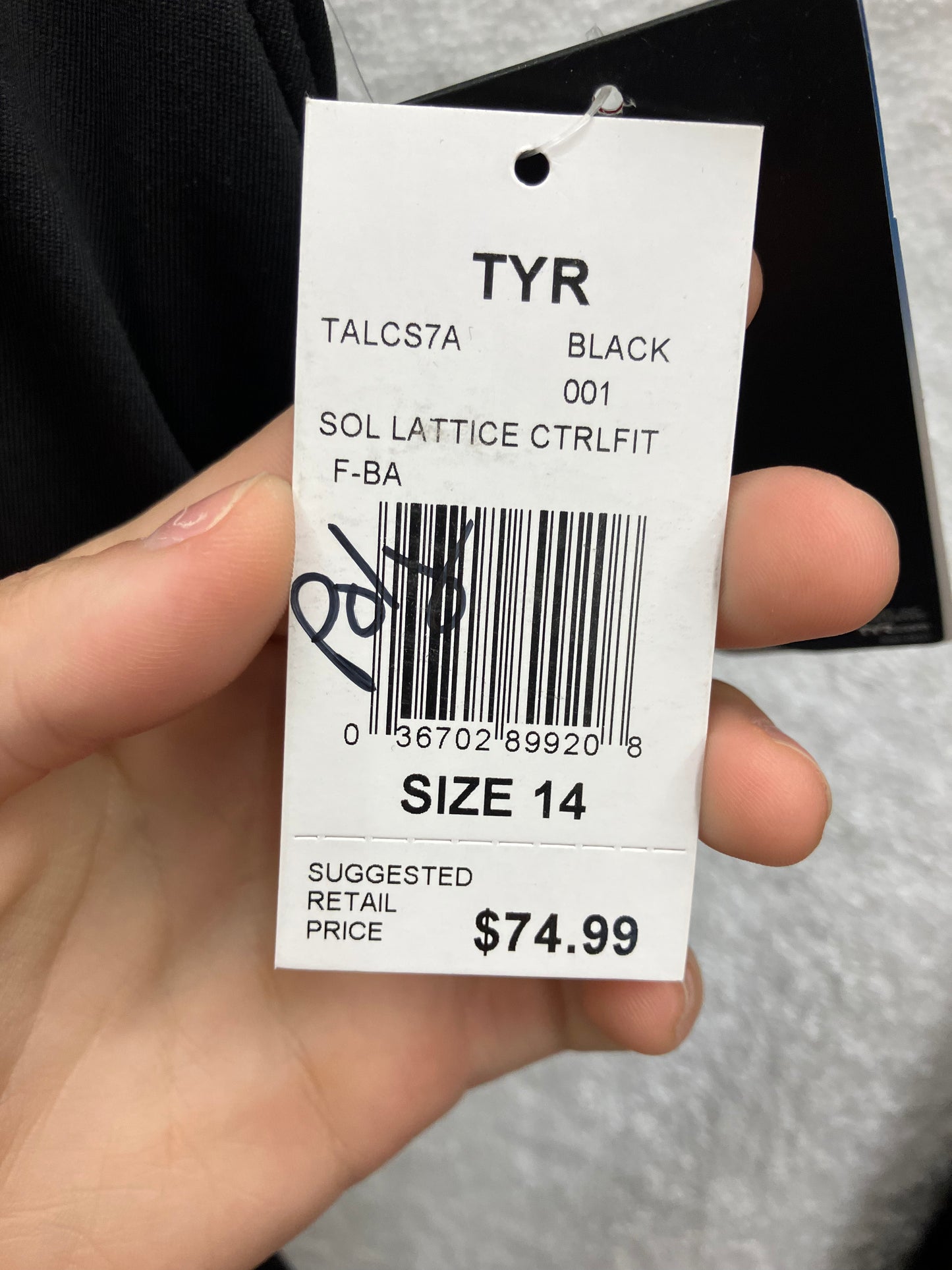 TYR Black Lattice Control Lift Suit Size 14