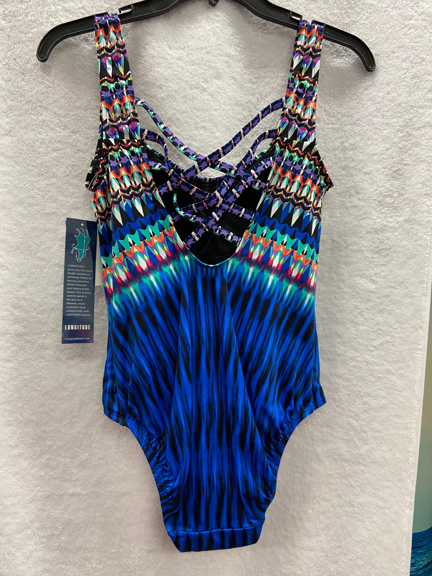 Longitude One Piece Multi Color Cross Back Suit Size 8