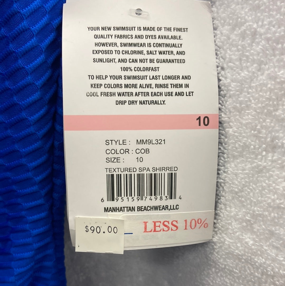 Maxine Cobalt Textured Spa Shirred Suit Size 10
