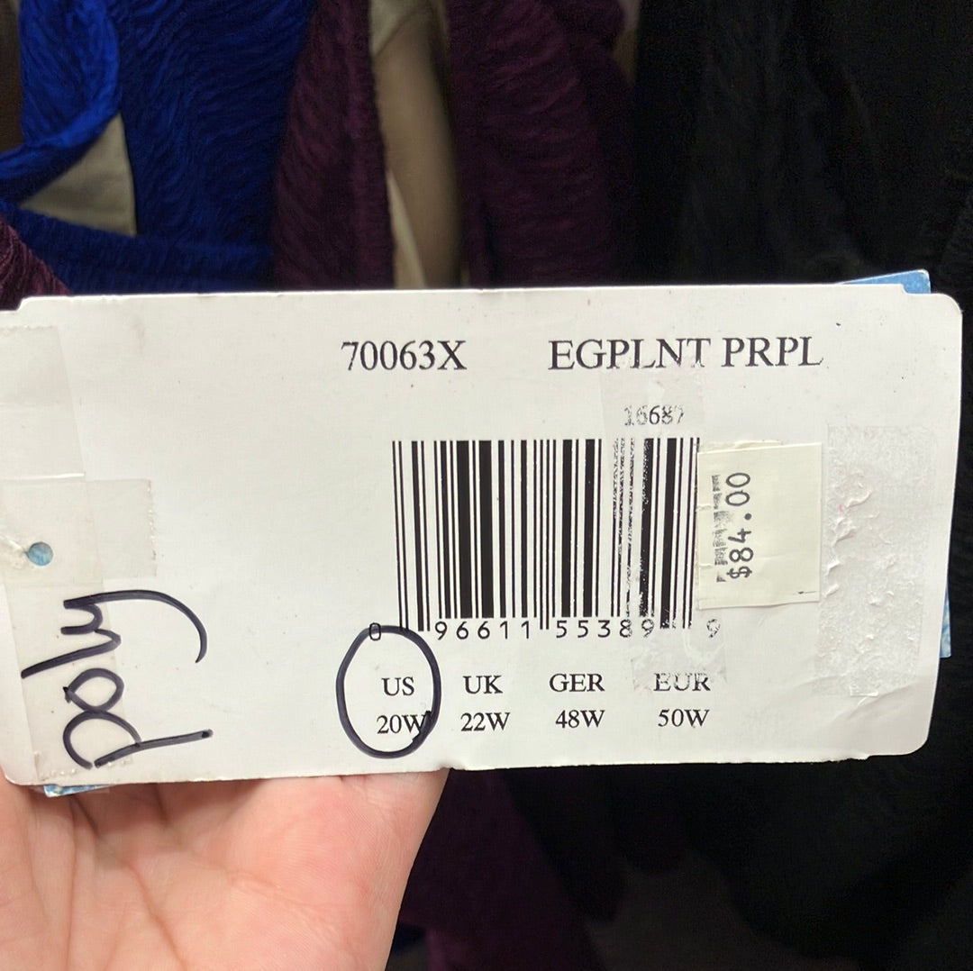 Penbrooke Krinkle Eggplant Purple One Piece Suit Size 20W
