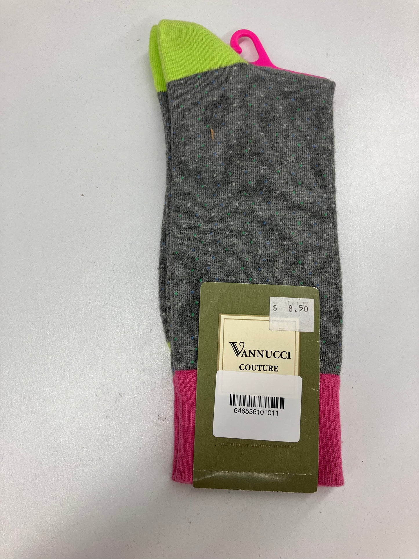 Vannucci Couture Cotton Gray Pink Socks Size 10-13