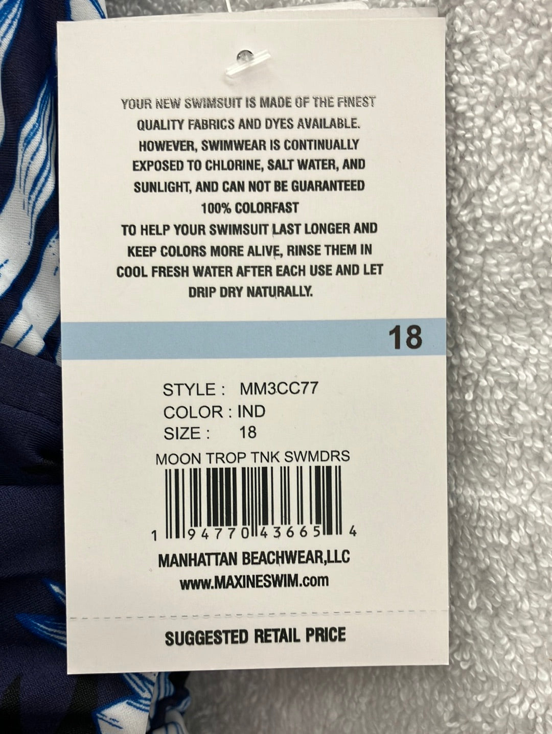 Maxine Indigo Moon Trop Tank Swimdress Size 18