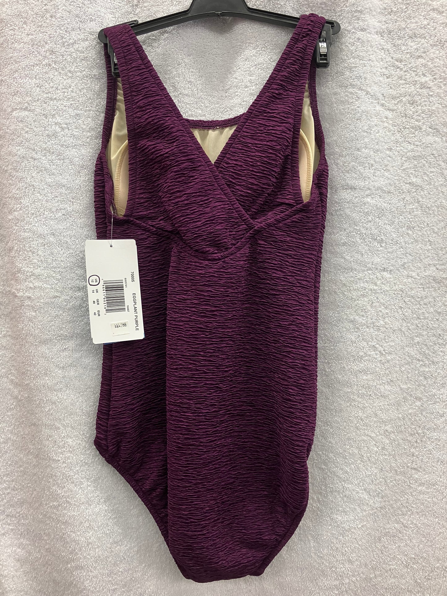 Penbrooke Eggplant Purple One Piece X Back Suit Size 12