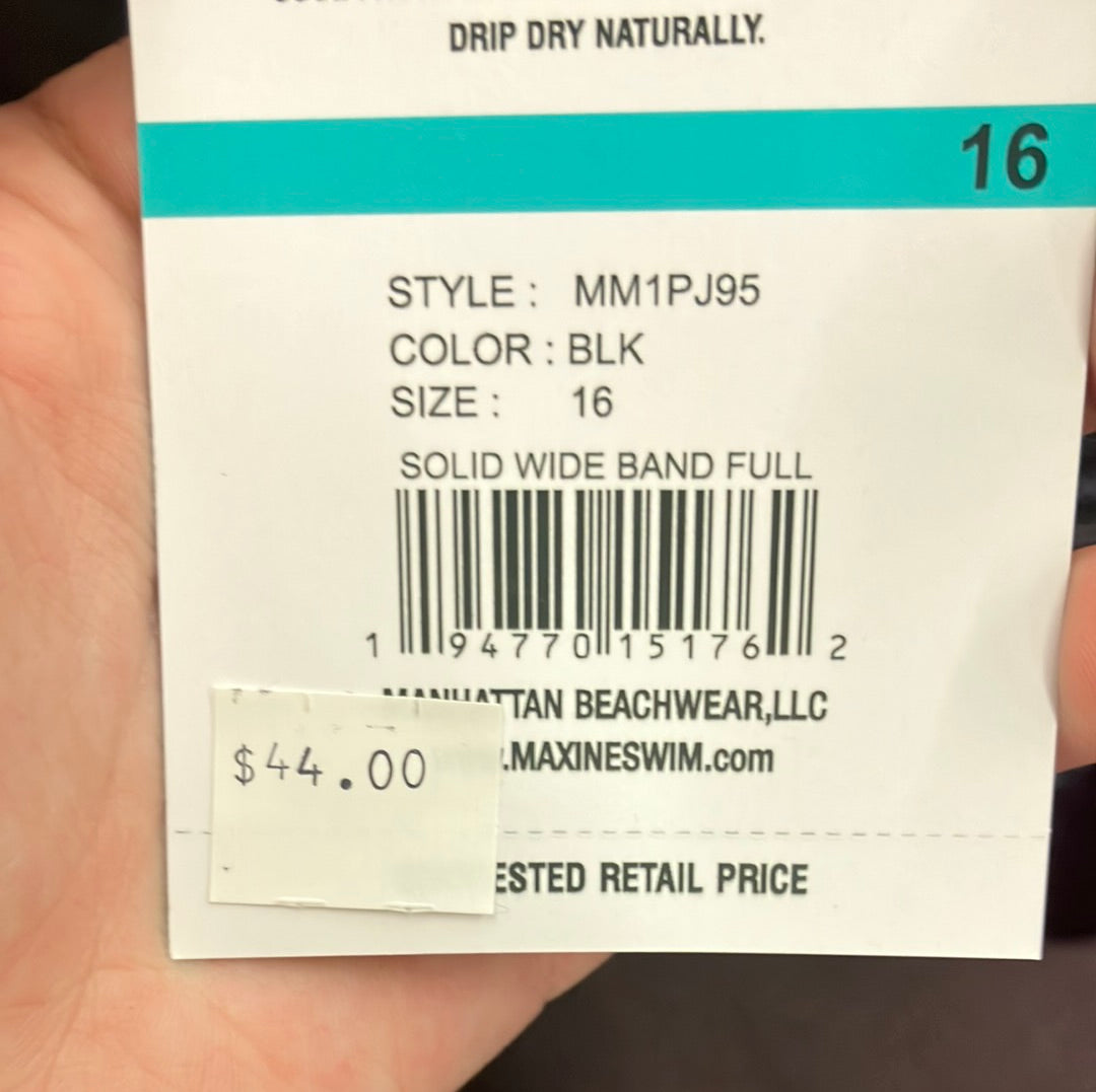 Maxine Black Solid Wide Band Full Skirt Size 16