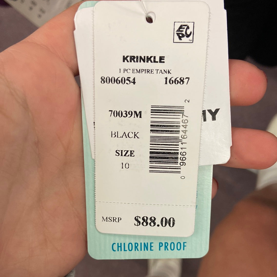 Penbrooke Black Krinkle 1 Piece Empire Tank Size 10