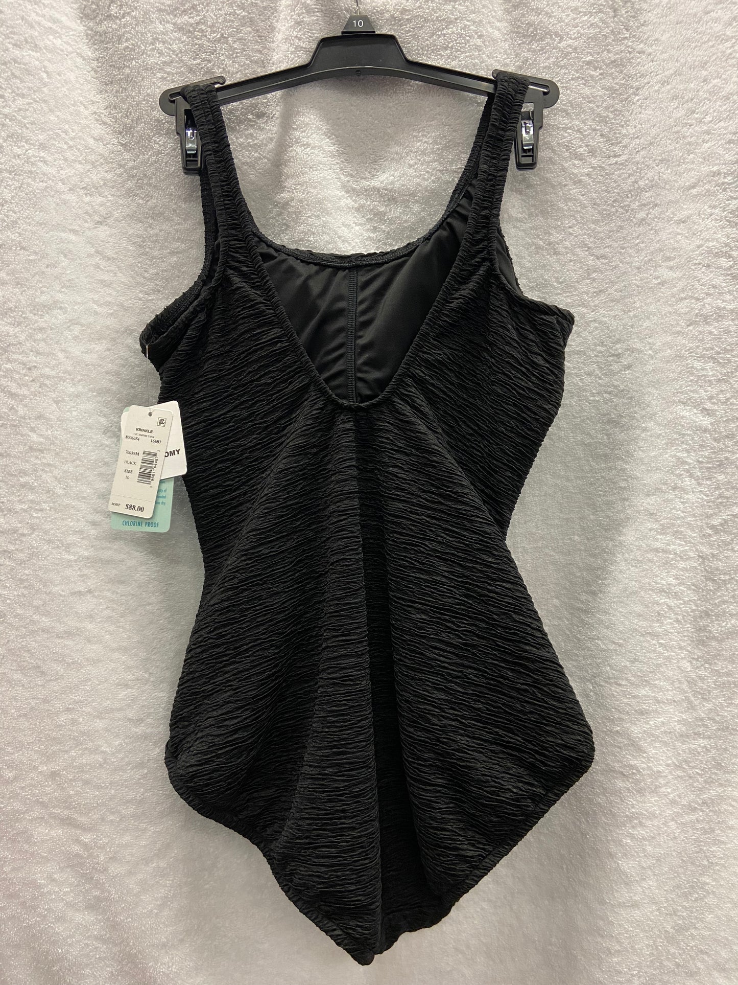 Penbrooke Black Krinkle 1 Piece Empire Tank Size 10